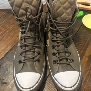 High-Top Olive Green Converse Sneakers